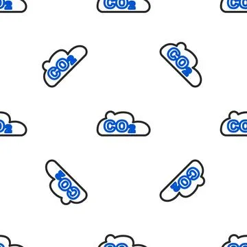 Line CO2 emissions in cloud icon isolated seamless pattern on white backgroun Illustrazione stock