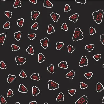 Line CO2 emissions in cloud icon isolated seamless pattern on black background Illustrazione stock