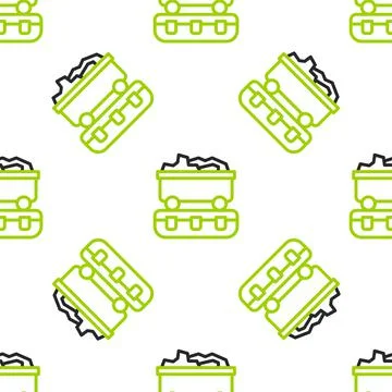Line Coal train wagon icon isolated seamless pattern on white background. Rail イラスト素材