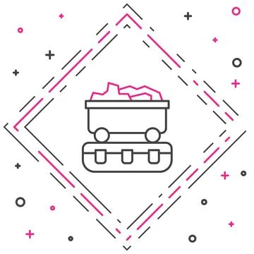 Line Coal train wagon icon isolated on white background. Rail transportatio.. Stock Illustration