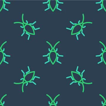 Line Cockroach icon isolated seamless pattern on blue background. Vector Stock Illustration