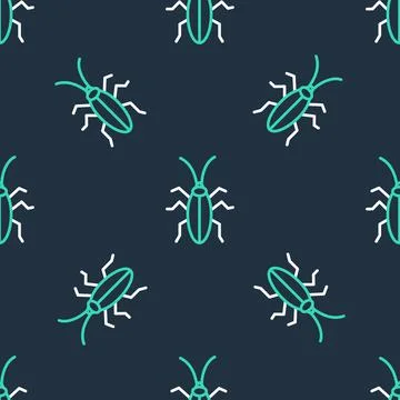 Line Cockroach icon isolated seamless pattern on black background. Vector Stock Illustration