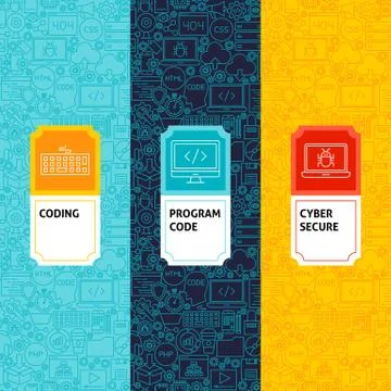 Line Coding Patterns Set 스톡 일러스트