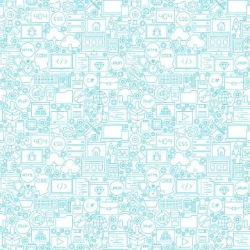 Line Coding White Seamless Pattern 스톡 일러스트