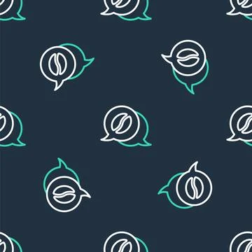 Line Coffee and conversation icon isolated seamless pattern on black backgr.. Stock Illustration