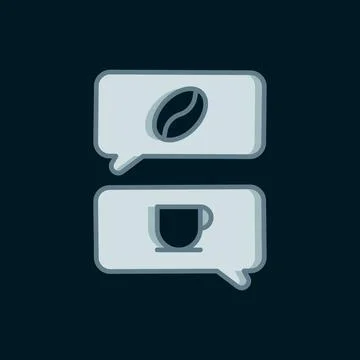 Line Coffee and conversation icon isolated on black background. Coffee talk.. Illustration