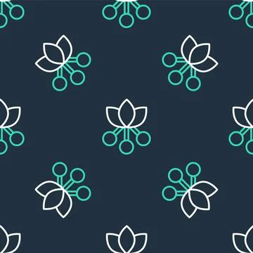 Line Coffee bean, branch with leaf and berry icon isolated seamless pattern on Stock Illustration