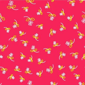 Line Coffee bean, branch with leaf and berry icon isolated seamless pattern on Illustrazione stock