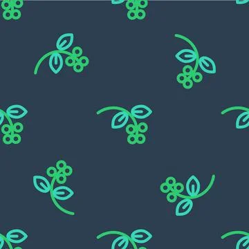 Line Coffee bean, branch with leaf and berry icon isolated seamless pattern on Stock Illustration