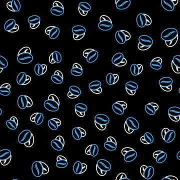 Line Coffee beans icon isolated seamless pattern on black background. Vector Stockillustratie