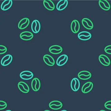 Line Coffee beans icon isolated seamless pattern on blue background. Vector 库存插图
