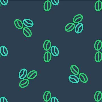 Line Coffee beans icon isolated seamless pattern on blue background. Vector 스톡 일러스트