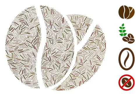 Line Coffee Beans Icon Vector Mosaic 库存插图