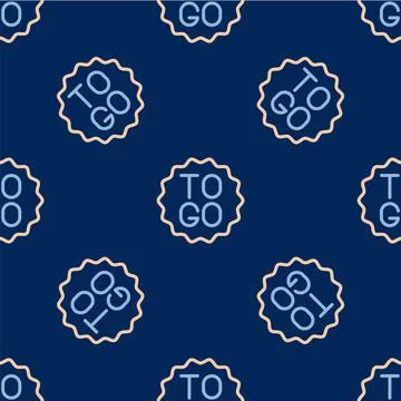 Line Coffee cup to go icon isolated seamless pattern on blue background. Vector イラスト素材