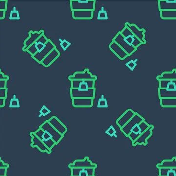 Line Coffee cup to go icon isolated seamless pattern on blue background. Vector Stock Illustration