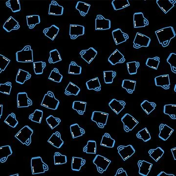 Line Coffee cup icon isolated seamless pattern on black background. Tea cup. Hot Stock Illustration