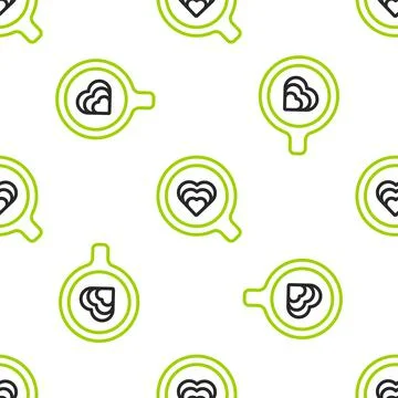 Line Coffee cup icon isolated seamless pattern on white background. Tea cup.  스톡 일러스트