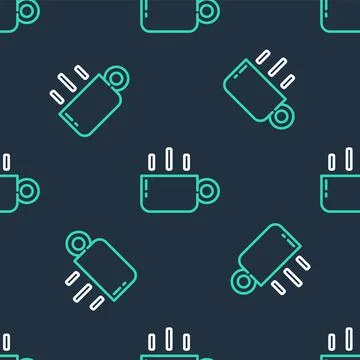 Line Coffee cup icon isolated seamless pattern on black background. Tea cup. Hot 스톡 일러스트