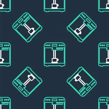 Line Coffee machine and coffee cup icon isolated seamless pattern on black イラスト素材