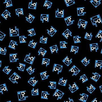 Line Coffee machine and coffee cup icon isolated seamless pattern on black Illustrazione stock