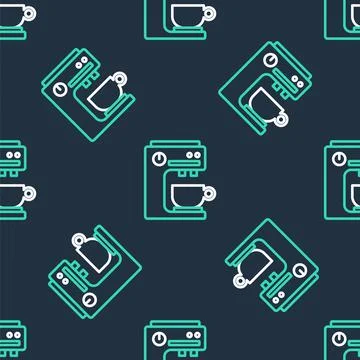 Line Coffee machine icon isolated seamless pattern on black background. Vector イラスト素材