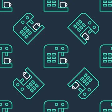 Line Coffee machine icon isolated seamless pattern on black background. Vector イラスト素材