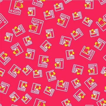 Line Coffee machine icon isolated seamless pattern on red background. Vector イラスト素材