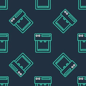 Line Coffee machine icon isolated seamless pattern on black background. Vector イラスト素材