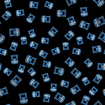Line Coffee machine icon isolated seamless pattern on black background. Vector Stock Illustration