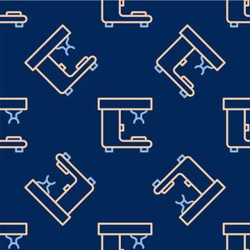 Line Coffee machine icon isolated seamless pattern on blue background. Vector イラスト素材