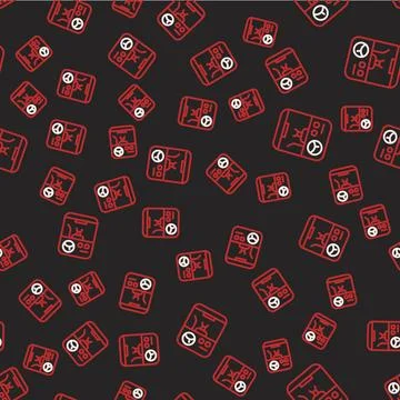 Line Coffee machine icon isolated seamless pattern on black background. Vector イラスト素材