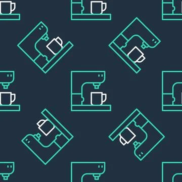 Line Coffee machine icon isolated seamless pattern on black background. Vector イラスト素材