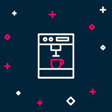 Line Coffee machine icon isolated on blue background. Colorful outline conc.. Stock Illustration