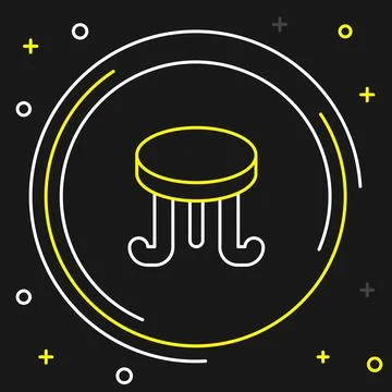 Line Coffee table icon isolated on black background. Street cafe. Colorful Stock Illustration