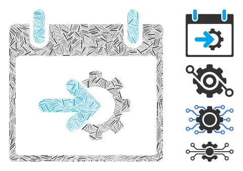 Line Cog Integration Calendar Day Icon Vector Collage Ilustración de archivo