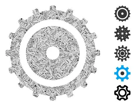 Line Cog Wheel Icon Vector Mosaic Stock Illustration