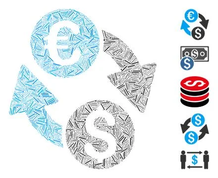 Line Coins Exchange Icon Vector Collage Stock Illustration