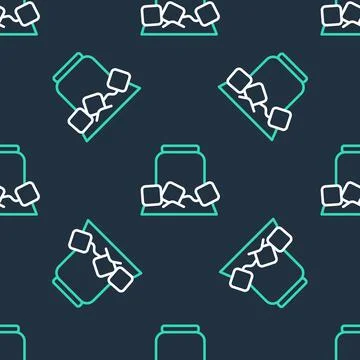 Line Cold beer can icon isolated seamless pattern on black background. Vector Stock Illustration