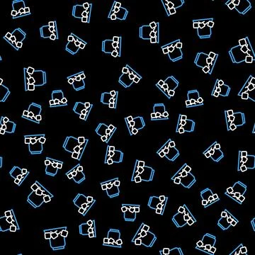 Line Cold beer can icon isolated seamless pattern on black background. Vector 스톡 일러스트
