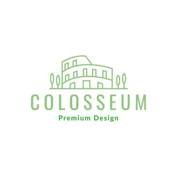 Line coliseum green with trees logo design vector graphic symbol icon sign .. Stock Illustration
