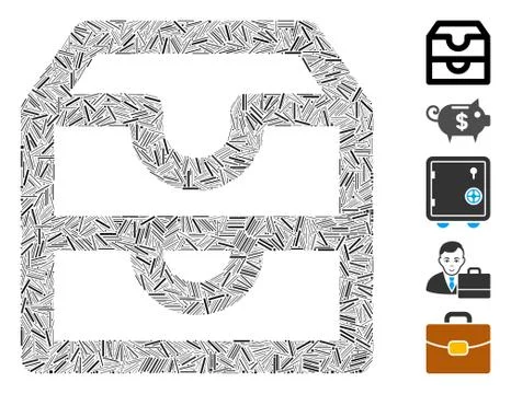Line Collage Account Boxes Icon Stock Illustration