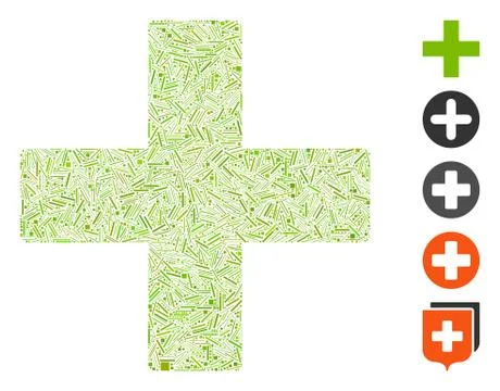 Line Collage Add Icon Stock Illustration