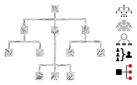 Line Collage Algorithmic Tree Icon Stock Illustration