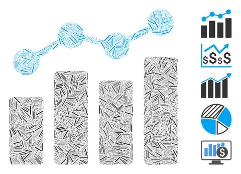 Line Collage Analytics Icon Stock Illustration