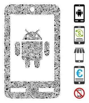 Line Collage Android Phone Icon Illustrazione stock