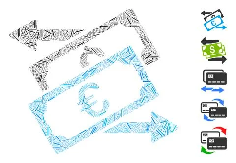 Line Collage Banknotes Exchange Icon Stock Illustration