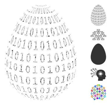 Line Collage Binary Digital Abstract Egg Icon Stock Illustration