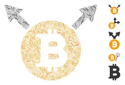 Line Collage Bitcoin Fork Icon イラスト素材