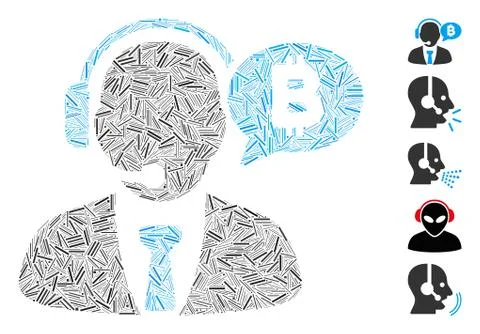 Line Collage Bitcoin Manager Message Icon Stock Illustration