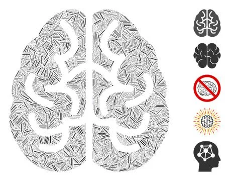 Line Collage Brain Icon イラスト素材